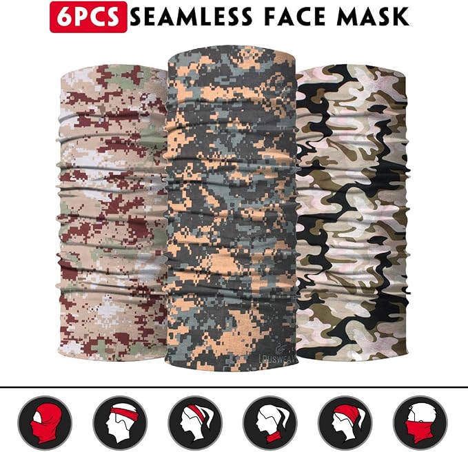 Venswell Neck Gaiter Face Mask Men Women, Seamless Bandana Rave Face Cover - Image 3