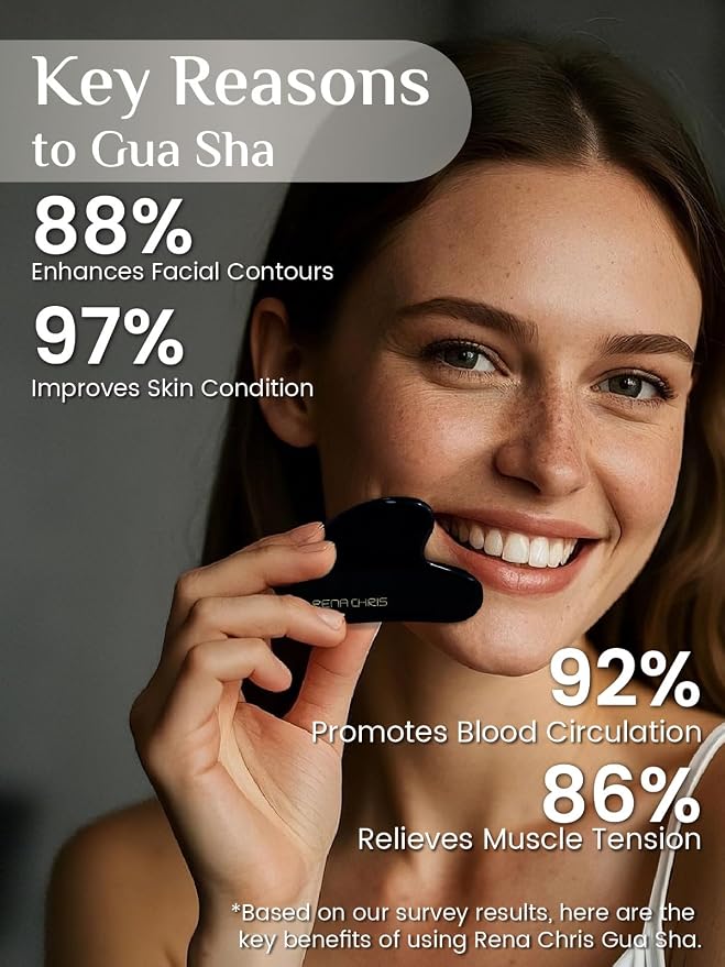 Rena Chris Gua Sha Facial Tools: Natural Obsidian Guasha Tool - Image 4