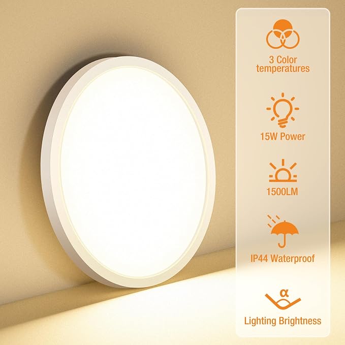12PACK LED Flush Mount Ceiling Light Fixture, 3000K-4000K-6500K & 100W - Image 2