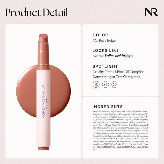 Nature Republic HONEY MELTING LIP SOFT LIP STICK, Hydrating Gloss, Moisturizing - Image 7