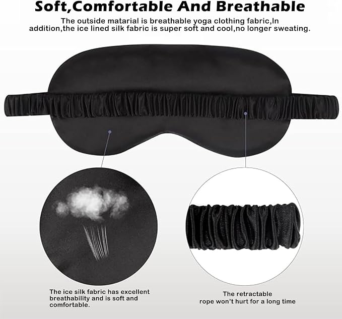 12Pcs Silk Sleep Masks Satin Eye Mask Silky Eyes Cover Blindfold Eyeshade Hair - Image 4