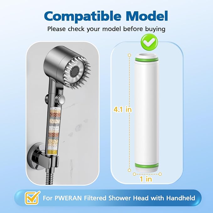 Shower Filter Compatible with PWERAN Handheld Shower Head, 9 Stage Replacement - Image 2