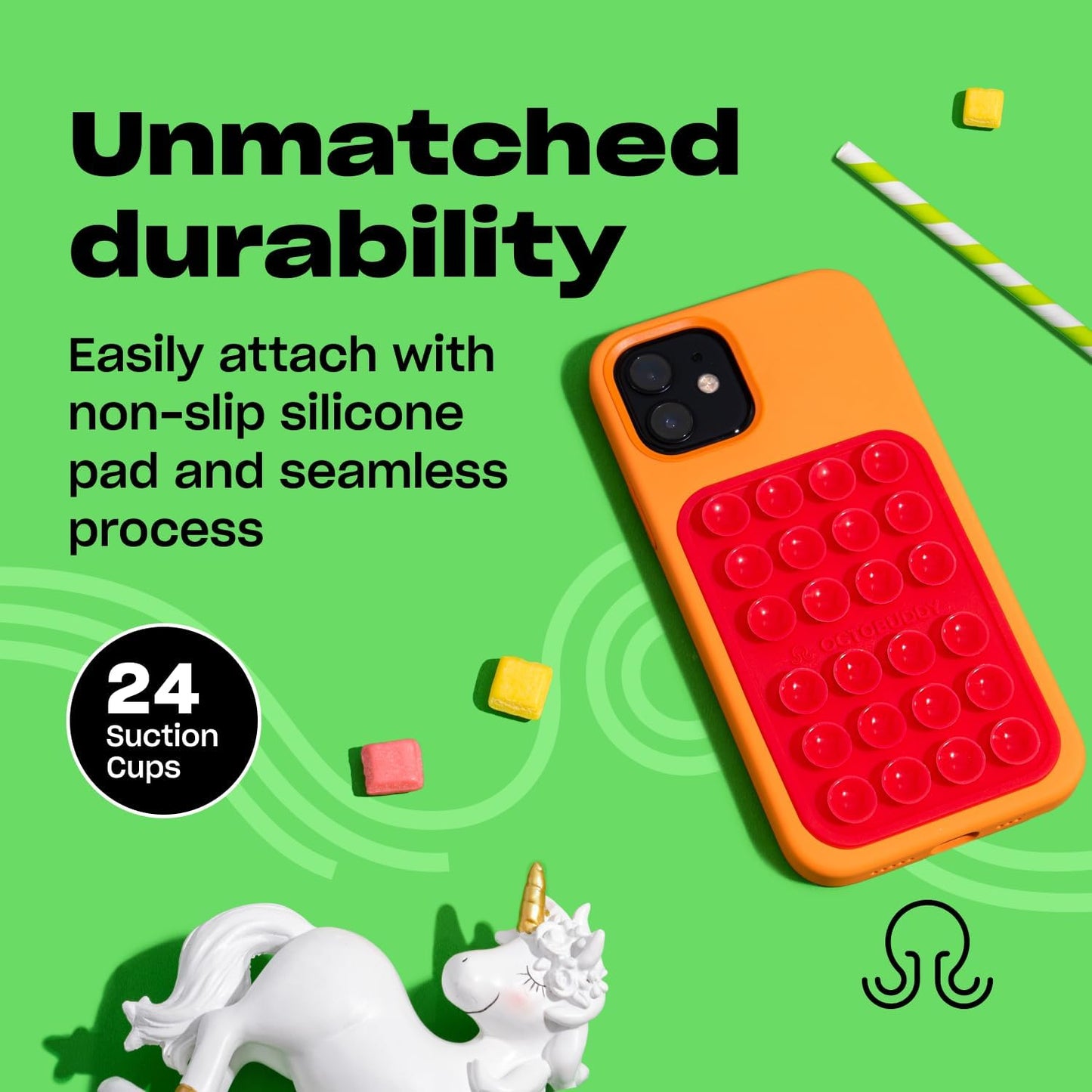 Classic MAX - Silicone Suction Phone Case Adhesive Mount - Hands-Free, Strong Grip Holder for Selfies and Videos - iPhone and Android Compatible - 2.6″ x 3.9″, Black Oyster