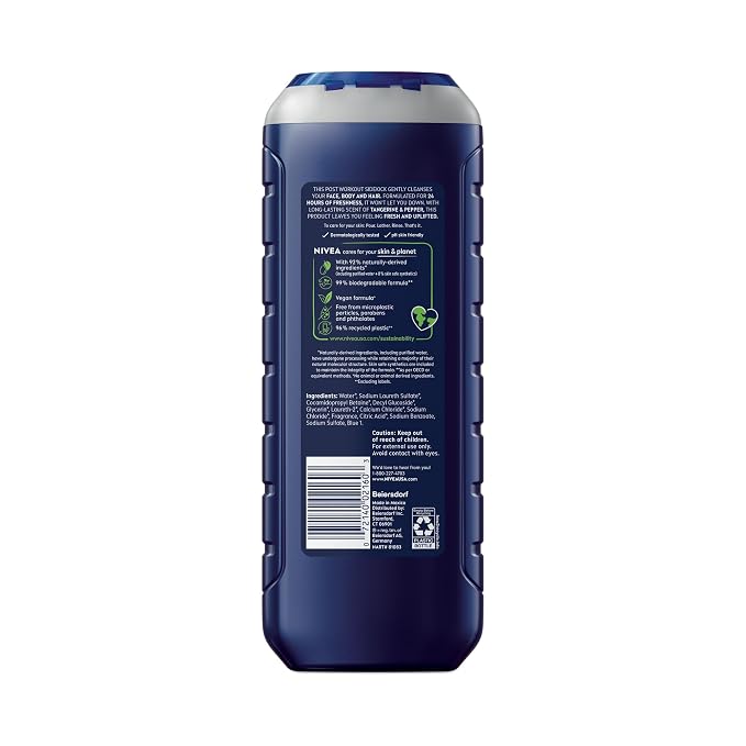 NIVEA Men Sport Body Wash with Revitalizing Minerals, Tangerine and Pepper Scent - Image 12