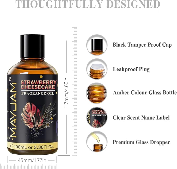 Strawberry Cheesecake Fragrance Oil Essential Oil, MAYJAM 3.38FL.OZ Strawberry - Image 8