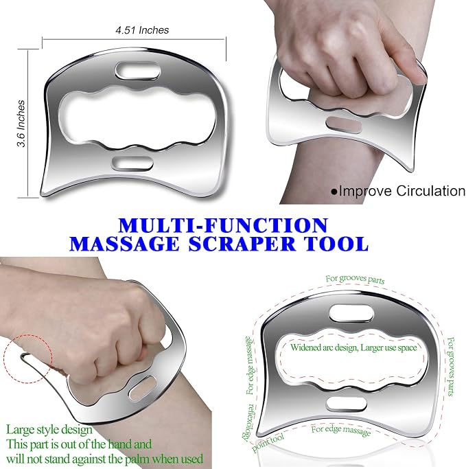 BYYDDIY 3 in 1 Stainless Steel Muscle Scraper Tools Set, Scraping Massage Tools - Image 4