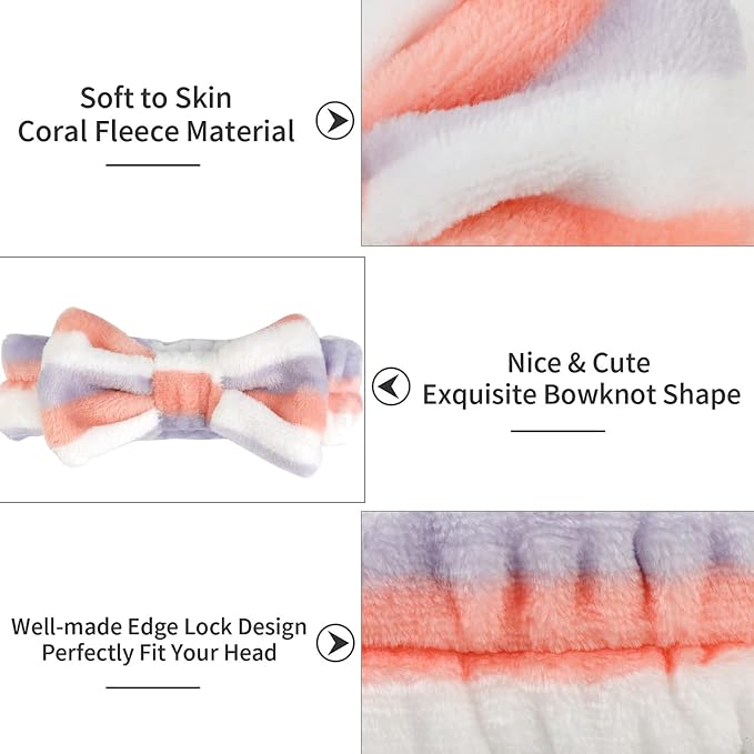 Casoty 6 Pcs Hairband, Soft Coral Fleece Makeup Headband, One Size Fits All - Image 2