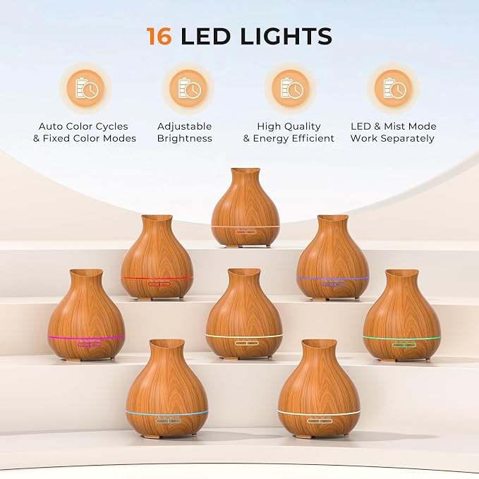 BZseed Aromatherapy Essential Oil Diffuser 550ml 12 Hours Wood Grain Aroma - Image 6