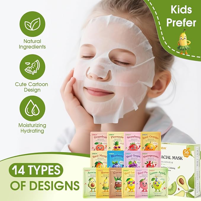 56 Pack Fruit Collagen Face Masks Skincare - Image 4