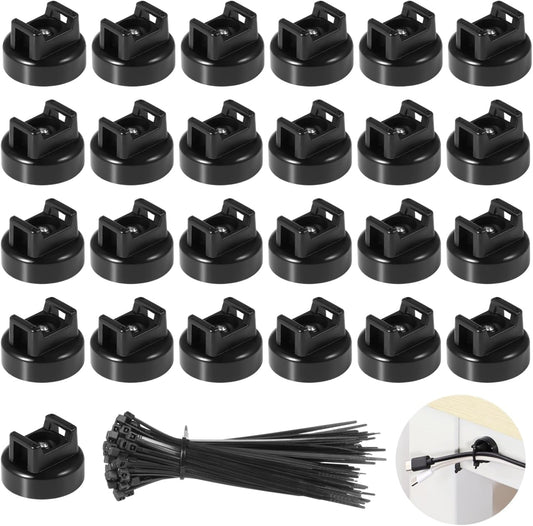 Magnetic Cable Zip Tie Mounts, 15 Pcs Magnets with 50 Pcs Cable Zip Ties, Multipurpose Magnetic Cables Holder for Cables Management, Wire Management Bases