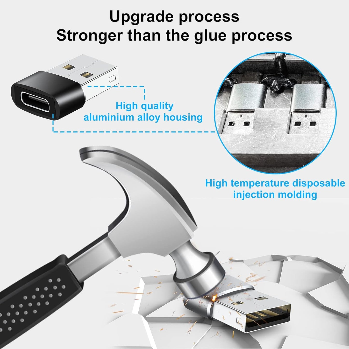 USB Type C Adapter 8 Pack,USB to USB C Adapter,USBC Type A Male Female OTG Converter Adaptor,Charger Cable Connector for iPhone 15 14 13,MacBook Pro,iPad,iMac,Grey