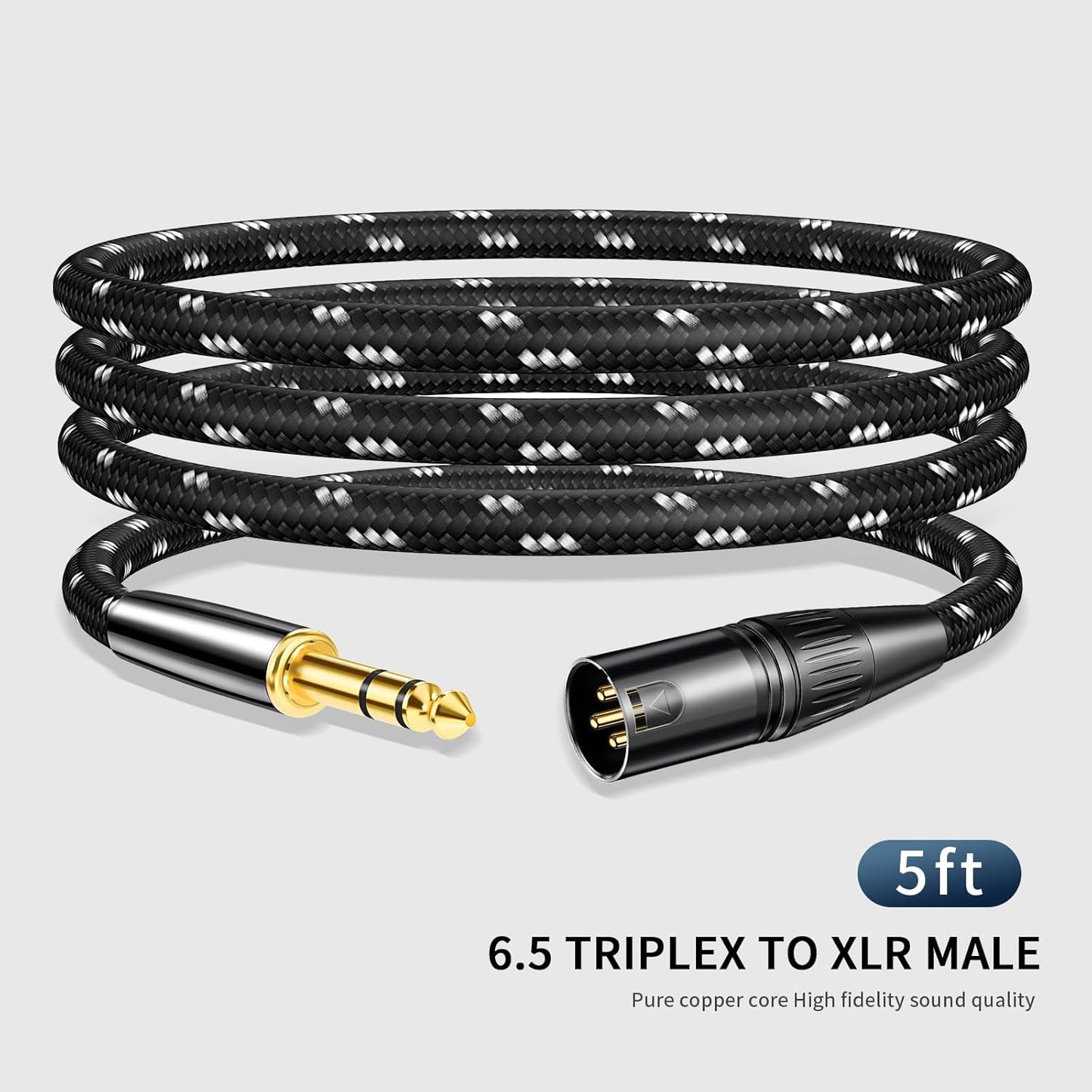 Kumiho XLR Male to 1/4 Inch 6.35mm TRS Stereo Cable Hi-Fi Balanced Bi-Shielded Interconnect Patch Cables for Microphones, Amplifiers, Mixers, Speakers 5FT