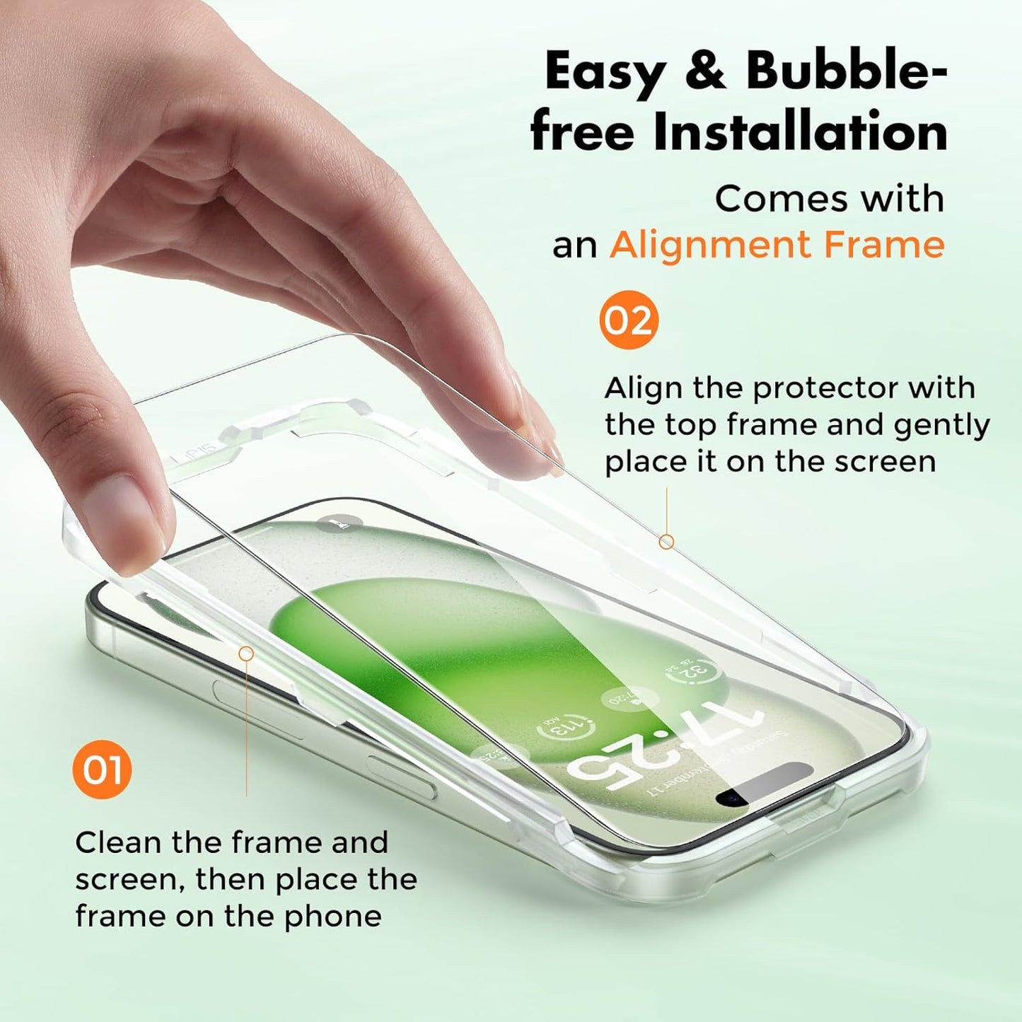 UNBREAKcable 3-Pack Screen Protector for iPhone 15 Plus, Double Shatterproof Tempered Glass [Easy Installation Frame] [9H Hardness] [99.99% HD Clear] [Case Friendly] for iPhone 6.7 inch