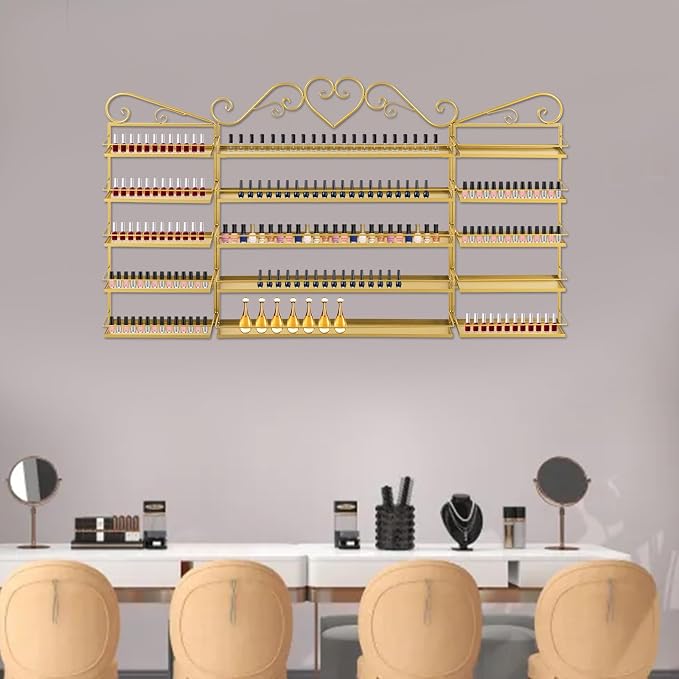 5 Tiers Wall-Mounted Nail Polish Storage Racks Metal Nail Polish Holder - Image 7