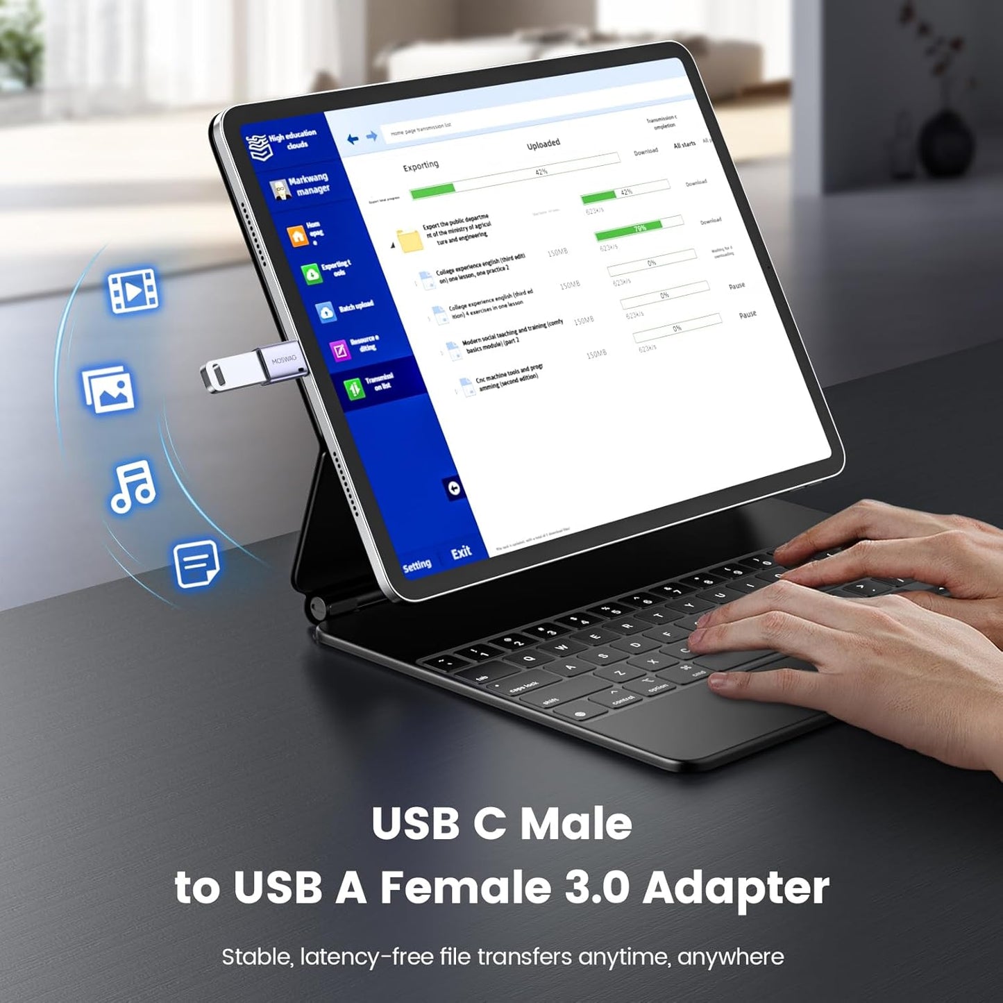 MOSWAG USB C to USB Adapter 4 Pack, USBC Male to USB 3.0 Female MacBook Pro Air Adapter, Type C Thunderbolt 3 OTG Converter for MacBook,Chromebook, Surface,Samsung Galaxy S24 S23, iPhone 15 16