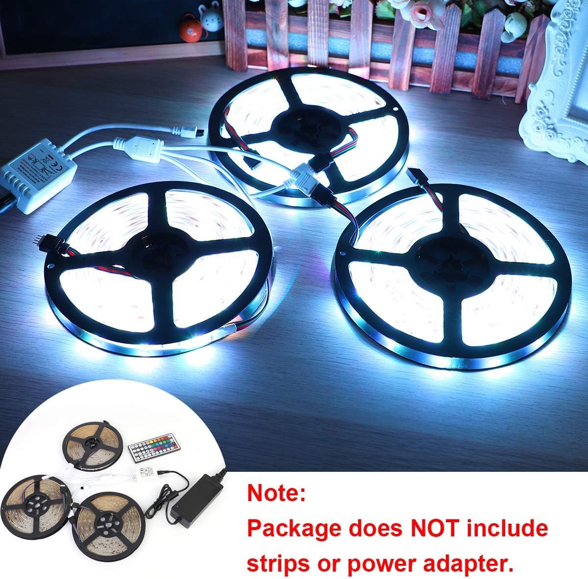 SUPERNIGHT 1-to-3 Remote Controller Dimmer for RGB LED Strip Lights, One Remote Can Control 3pcs Light Strips Synchronously, for SMD 5050 2835 3528 Multi Color Changing Rope Lights (3 Ports)