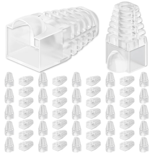 CableGeeker 100-Pack Cat6 / Cat5e RJ45 Strain Relief Boots, RJ45 Boot, Cat 6 Boot, Cat6 Ethernet Boots, Suitable for 6.5mm(0.26in) Ethernet Cables (Round-Press Transparent)