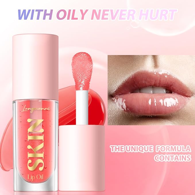 LANGMANNI Lip Oil, No-Sticky Gloss Lip Balm Lip Care, Fruit Flavoured Lip Oil - Image 5