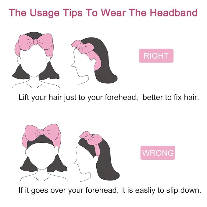 Casoty 6 Pcs Skincare Headband Bow Hair Band Spa Headband - Image 6