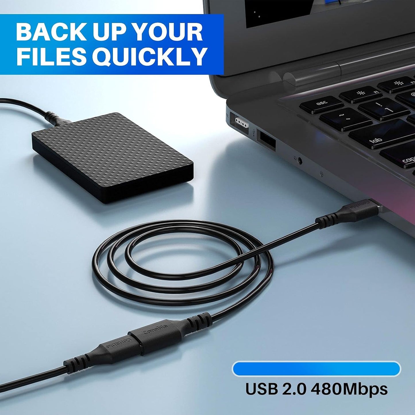 3 Pack USB Extension Cable 4 FT, USB 2.0 Type A Male to Female Extender Cord Adapter, Compatible with Printer, Keyboard, Mouse, Flash Drive, Hard Drive, Controller, Black Cable with 5 Cable Ties
