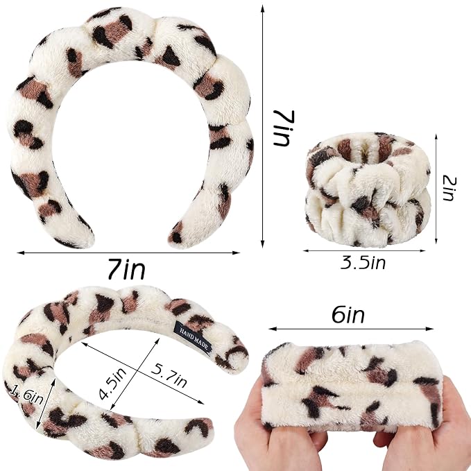 Zkptops Spa Headband for Washing Face Wristband Set Sponge Makeup Skincare - Image 6