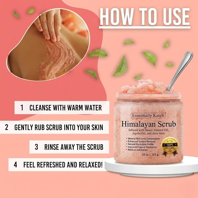 Himalayan Salt Body Scrub with Almond Oil, Exfoliating Mineral Formula - Image 5