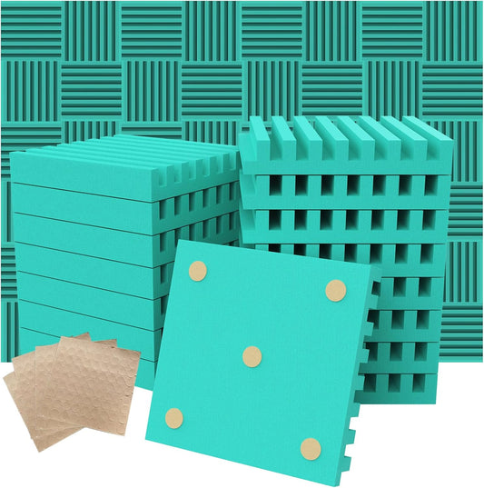 Sound Proof Foam Panels for Walls,Soundproofing panels,Acoustic Foam Panels Insulation Studio Soundproofing Fire Resistant Noise Absorbing for Studio, Office, Home Blue (DK-L 12" X 12" X 1", 24PACK)