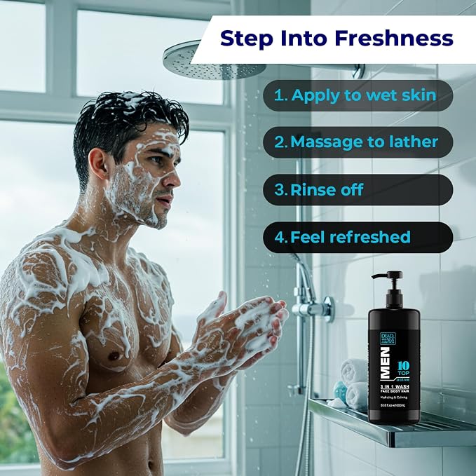 Dead Sea Collection Mens Body Wash TOP 10 ACTIVE – 3 in 1 Body Wash - Image 6