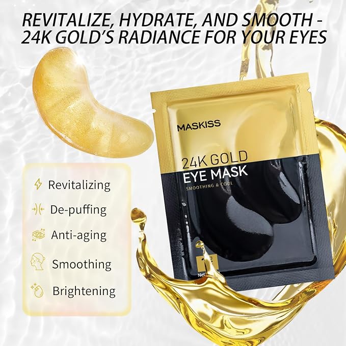 Maskiss 24k Gold Under Eye Patches, Eye Mask, Collagen Skin Care Products - Image 7