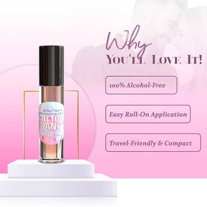 MOBETTER FRAGRANCE OILS Cotton Candy Body Oil Perfume 10ml Roll On Bottle - Image 3