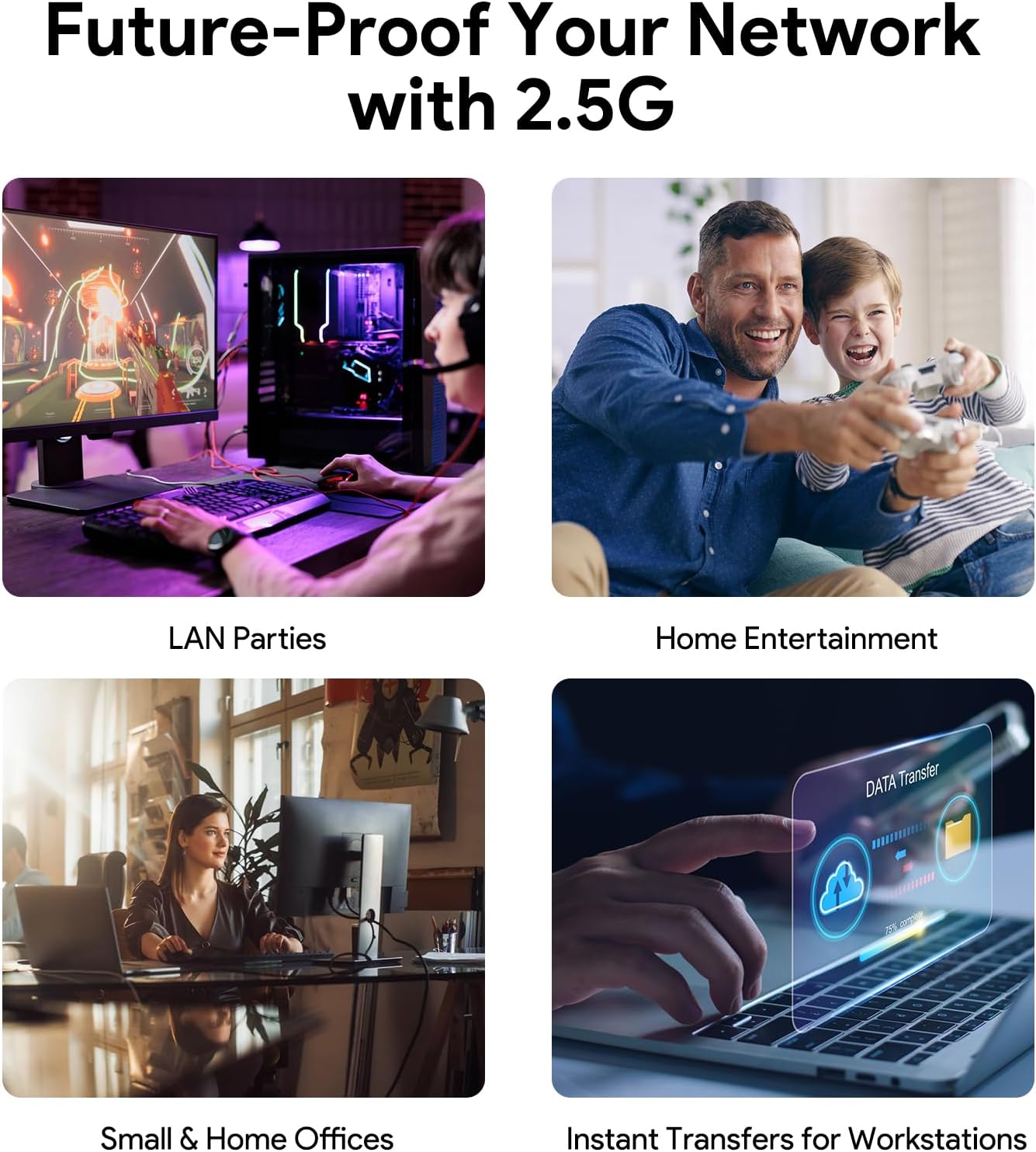 2.5G Ethernet Switch, 8 Ports Multi-Gigabit Ethernet Switch, Unmanaged, Fanless, Plug & Play, Reliable Network Splitter, Ideal for Gaming, NAS, PC, Silent, Desktop/ Wall Mount, Metal Design