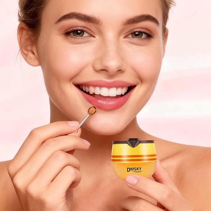 DMSKY 6 PCS Bee Lip Balm Honey Pot, Propolis Lip Mask Overnight Moisturizing - Image 7