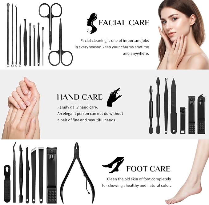 MINKINH Manicure Set Professional Nail Clipper Kit-26 Pieces Stainless Steel - Image 3