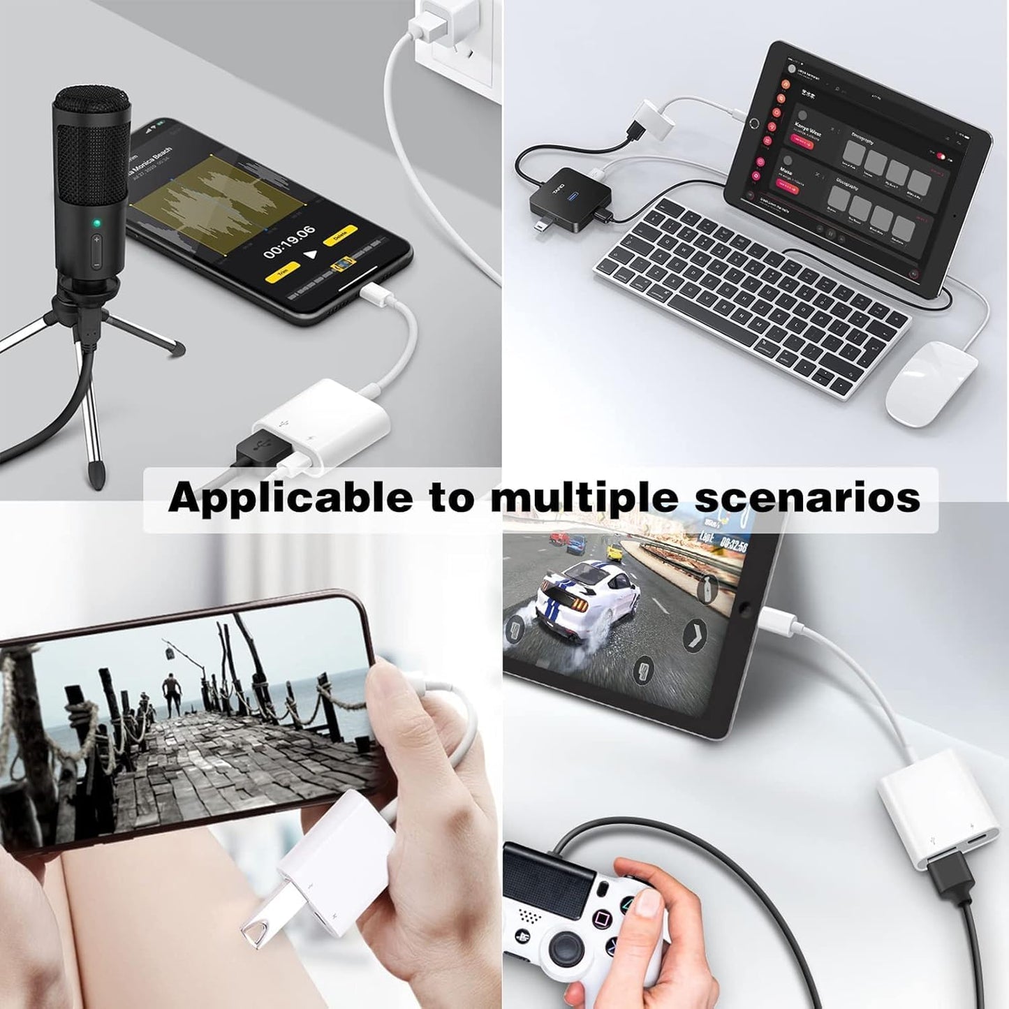 [Apple MFi Certified] Lightning to USB Camera Adapter with Charging Port for iPhone, USB3 Female OTG Adapter Compatible with iPhone/iPad Card, Readers, USB Flash Drives, Keyboards, Mice