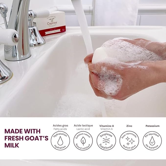 Caprina Fresh Goat Milk Soap Bar, 3.17 oz Each, Moisturizing & Gentle Cleansing - Image 2