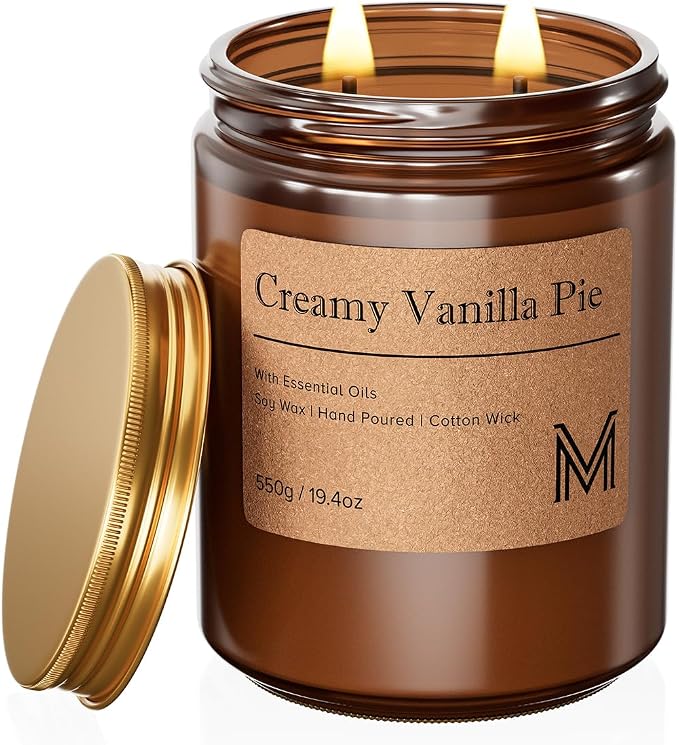 M&SENSE Creamy Vanilla Pie Scented Christmas Candle Gift | 19.4oz, 115-Hour by MSENSE