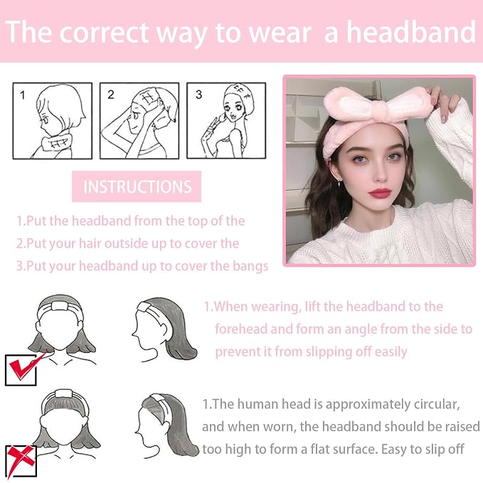 musejoy 3 Pcs Headband Bunny Ears Headband Cute Spa Headbands - Image 5
