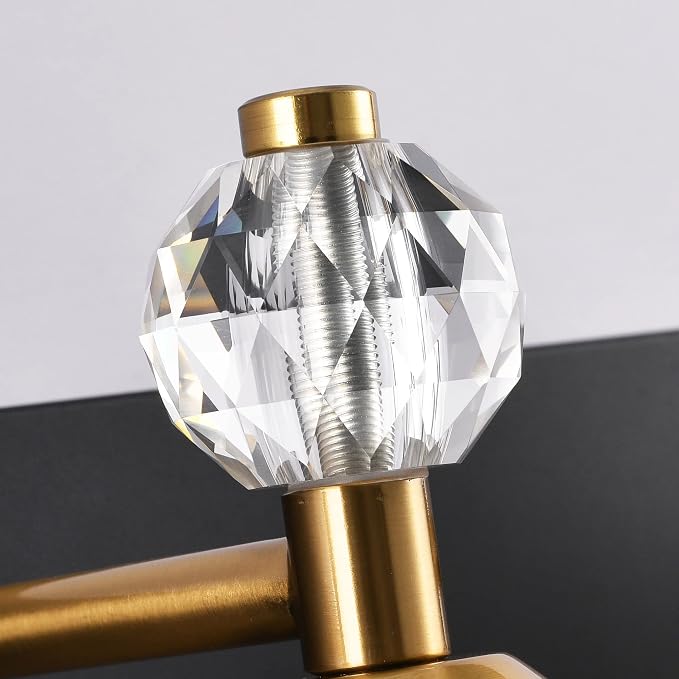PRESDE Crystal 3 Light Bathroom Vanity Lights Black and Gold Bathroom Lights - Image 7