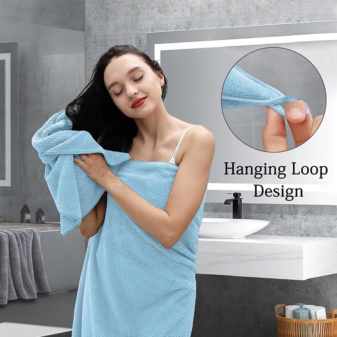 8-Piece Blue Bath Towels Set, 2 Oversized Large Bath Towels Sheet, 2 Hand - Image 7