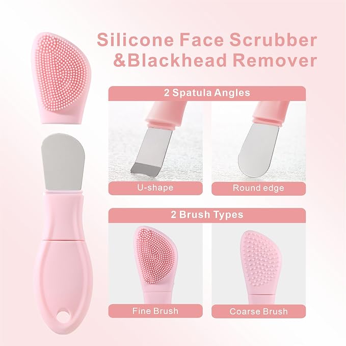 Blackhead Remover & Silicone Face Scrubber, Face Spatula, Facial Cleansing Brush - Image 2