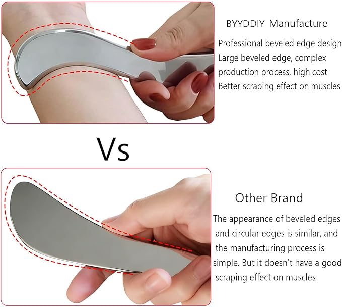 BYYDDIY SD 2 in 1 Stainless Steel GuaSha Muscle Scraper Tools Set, Scar Tissue - Image 2
