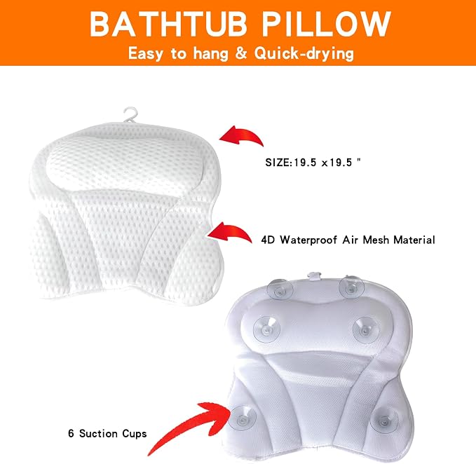 Bathtub Tray Table and Bath Pillow, Expandable and Foldable Bath Caddy Tray - Image 3