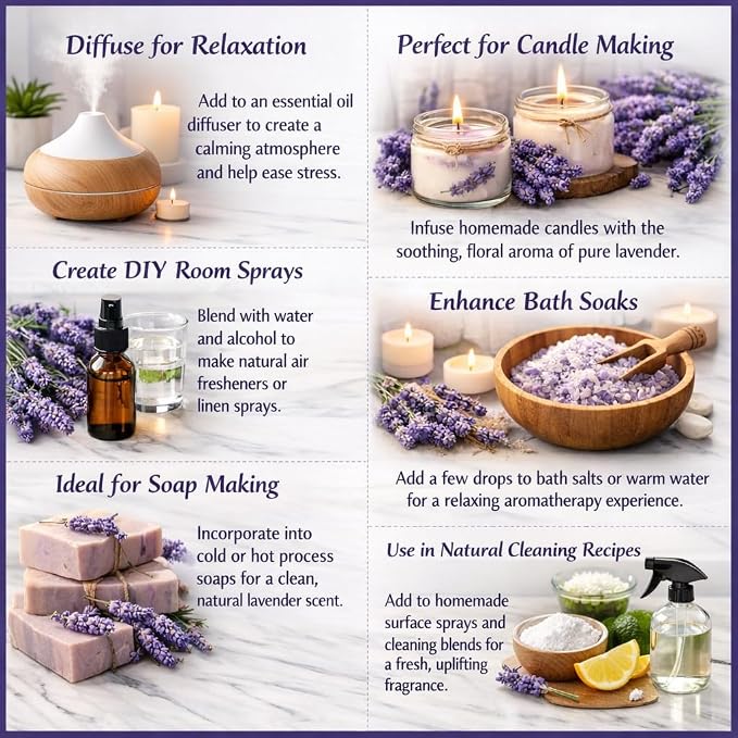 GreenHealth Lavender Essential Oil – 16 fl oz – 100% Pure & Uncut – Aluminum - Image 3