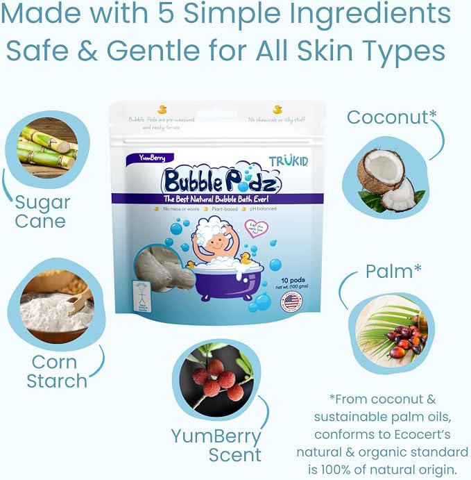 TruKid Bubble Podz Bubble Bath for Kids, & Babies, Tear Free Gentle & - Image 5