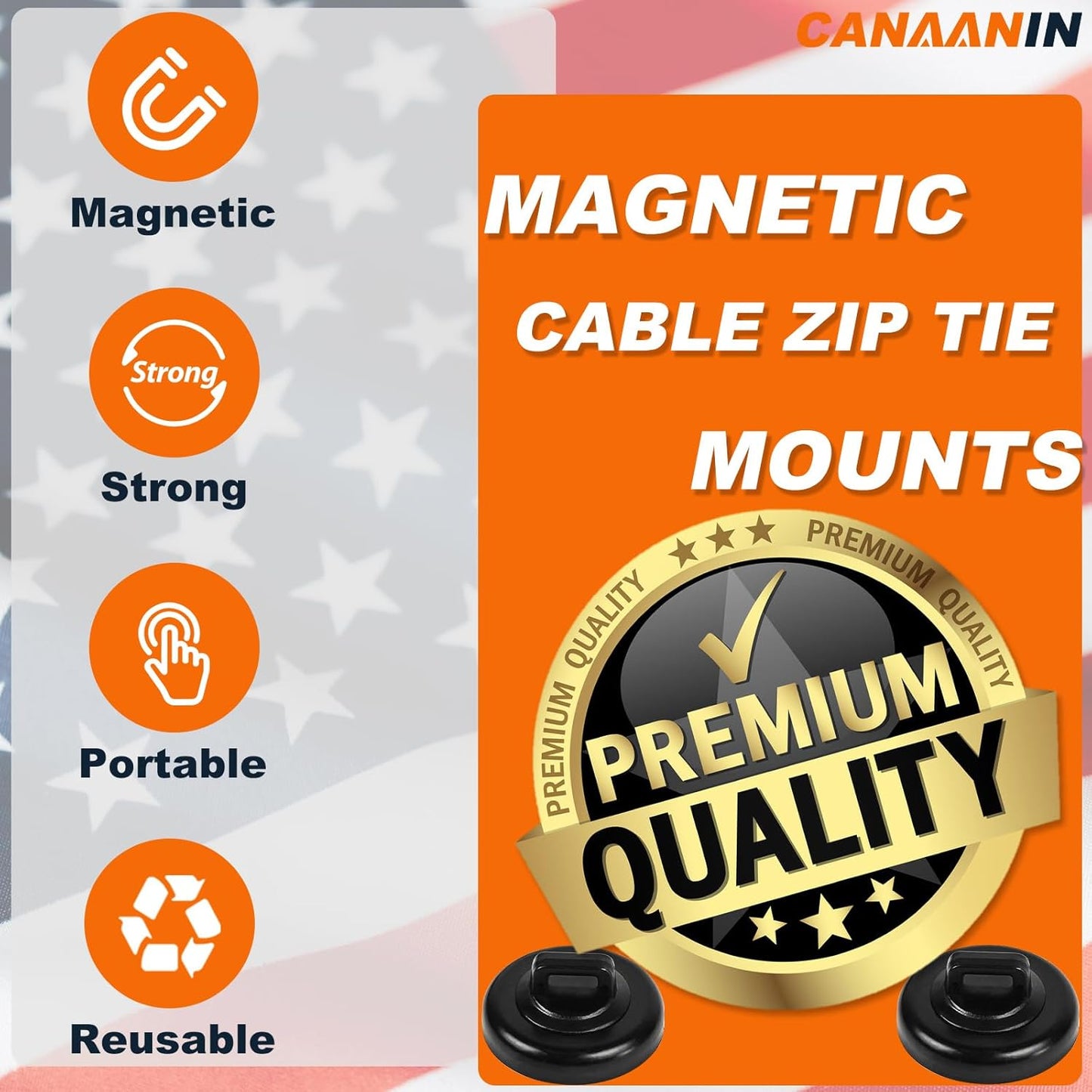 Magnet Zip Tie Mount Magnetic Zip Ties Mount Clips Base Holder Strong Multipurpose Wire Cable Holder Mount Wire Clips Management for Home Office Marine Electrical Wiring (Black, 6 Piece)