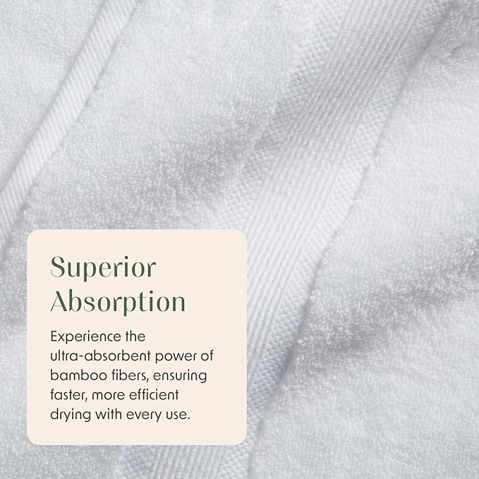 Springtree Home Luxury Bamboo Rayon Bath Towel Set of 4 | 35% Bamboo Rayon - Image 7