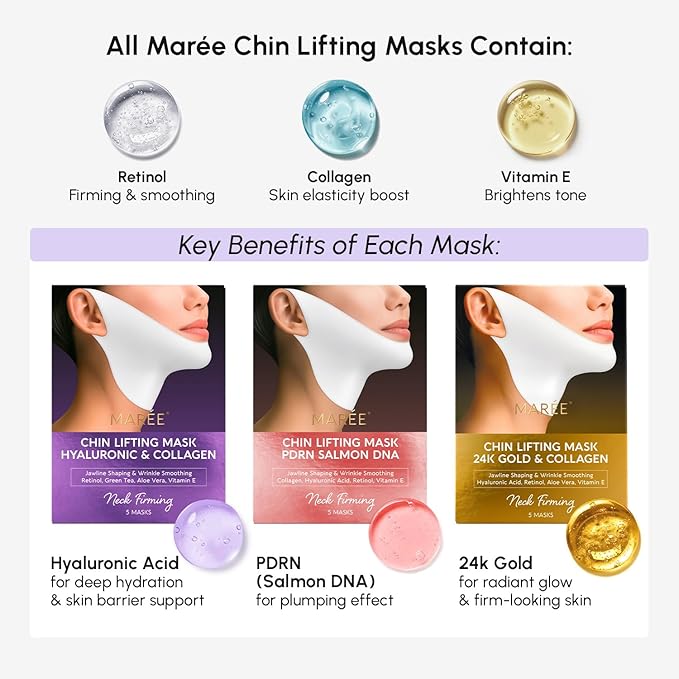 MAREE V Line Lifting Mask with Hyaluronic Acid – Deep Collagen Face Mask - Image 3