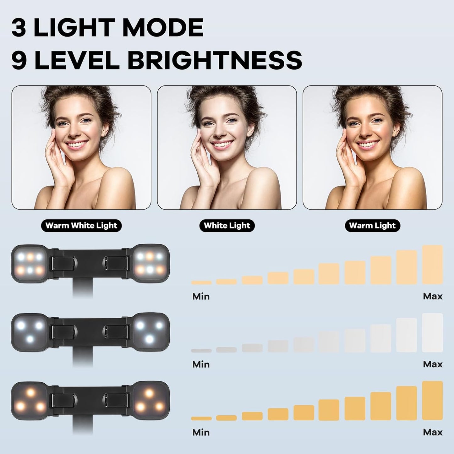 MQOUNY Mini iPhone Tripod Stand & Selfie Stick with Wireless Remote & Removable Light, Extendable Stand 360 Rotation Compatible with iPhone & Android Samsung (Black)