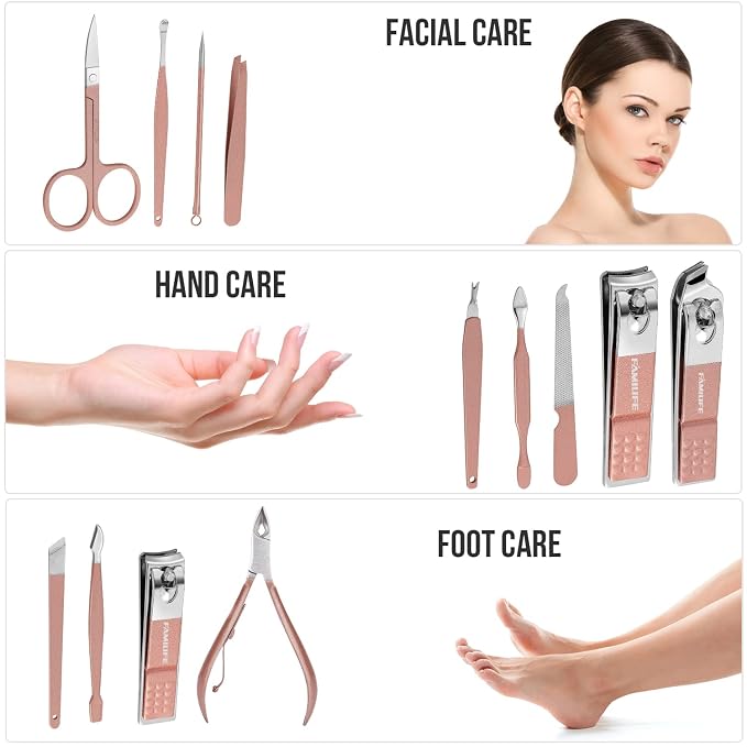FAMILIFE Manicure Set, Professional Nail Kit Stainless Steel Nail Clipper Set - Image 9