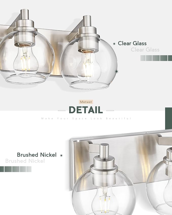 Bathroom Light Fixtures, 5 Light Brushed Nickel Vanity Light, 32 Inch Modern - Image 3